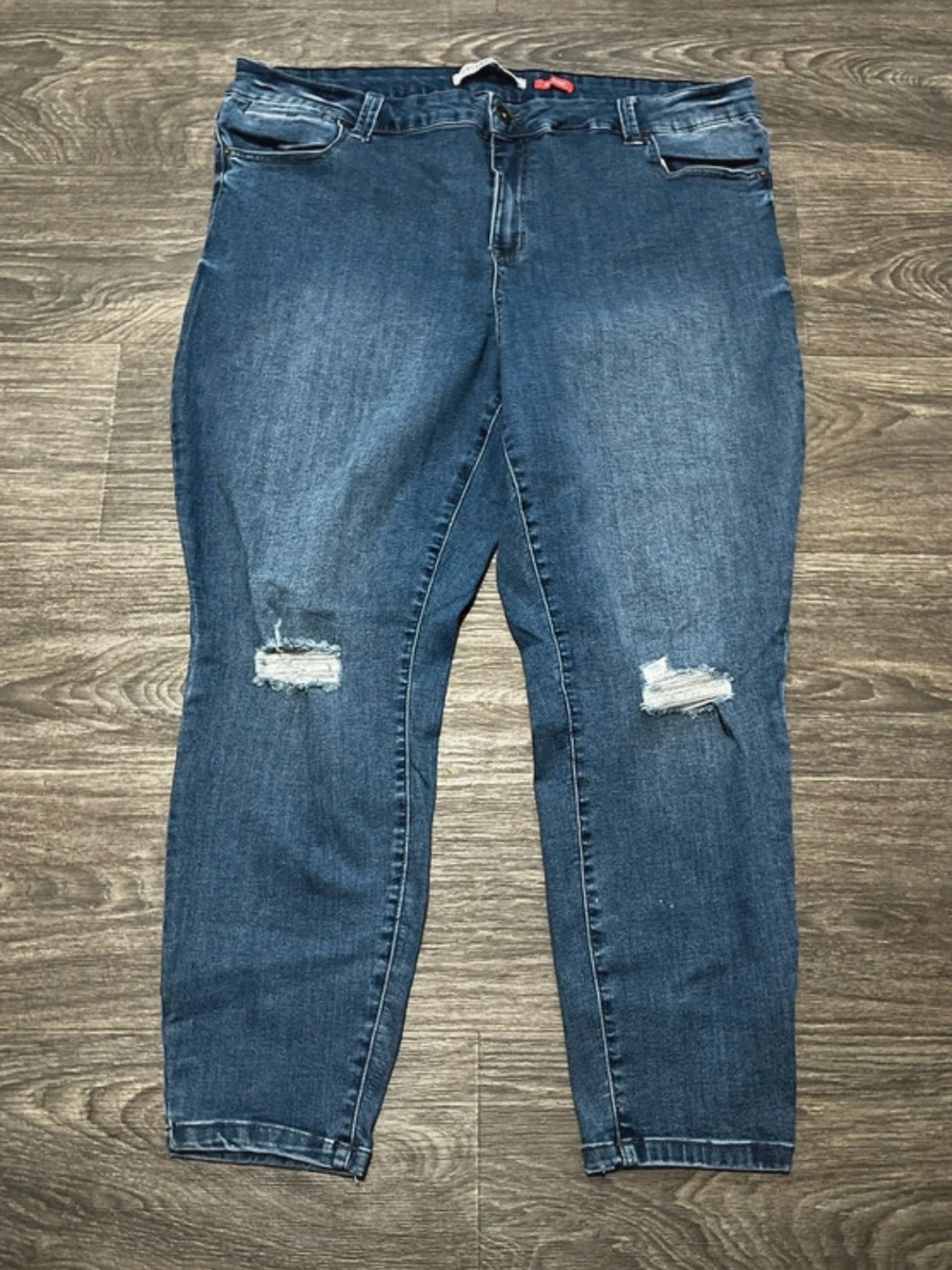 Celebrity Pink Skinny Distressed Dark Blue Jeans